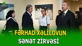 İLHAM ƏLİYEV VƏ MEHRİBAN ƏLİYEVA FƏRHAD XƏLİLOVUN YUBİLEY SƏRGİSİ İLƏ TANIŞ OLUBLAR